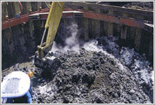 生石灰攪拌状況